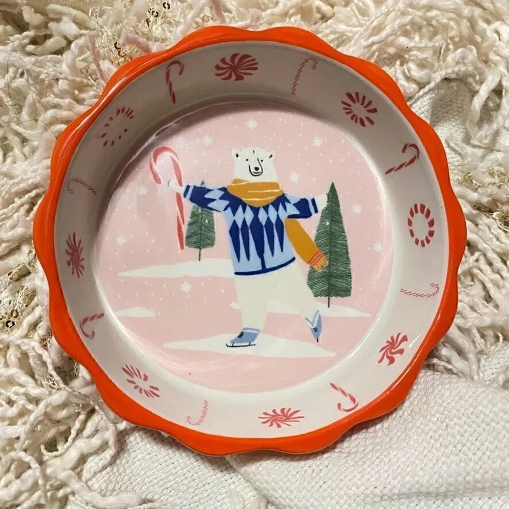 Anthropologie Geoge & Viv Merry Ramekin Baking Trinket Dish Christmas NEW